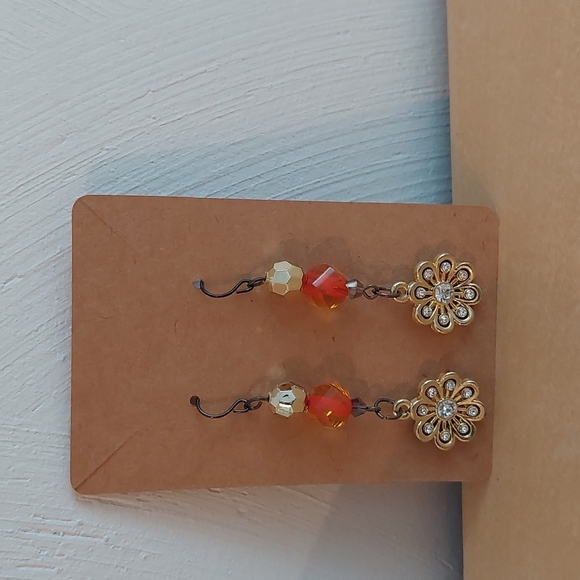 Homemade Flower Dangle Earrings - Picture 2 of 3
